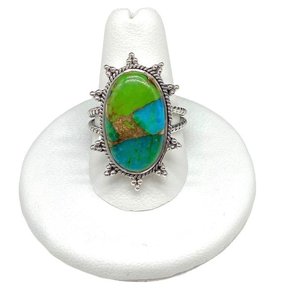Jewelry - Blue Turquoise in Green Mohave Ring Sterling Silver 925 Size 8.5
